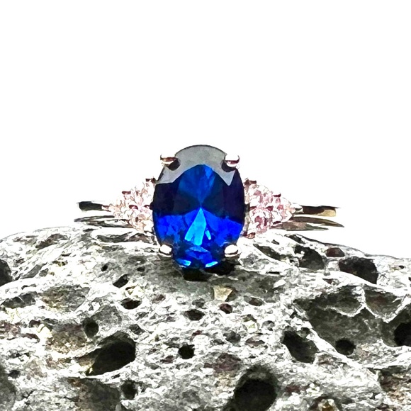 Handcrafted Sapphire Ring Solid Sterling Silver 925 , September birthstone - Picture 4 of 11